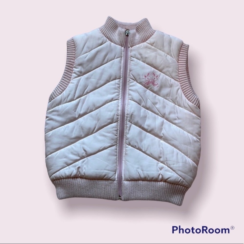 Girl’s Pale Pink Rabbit Sweater Puffer Vest